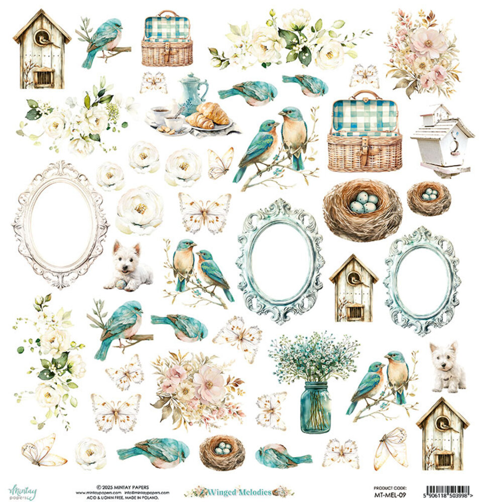 Mintay Winged Melodies 12x12 Inch Paper Elements (MT-MEL-09) Mintay Winged Melodies 12x12 Inch Paper Elements (MT-MEL-09)