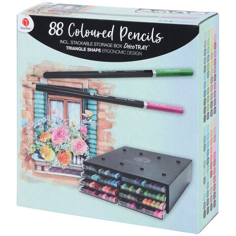 DécoTime 88 Colored Pencils + Stackable Storage Tray (3207646) DécoTime 88 Colored Pencils + Stackable Storage Tray (3207646)