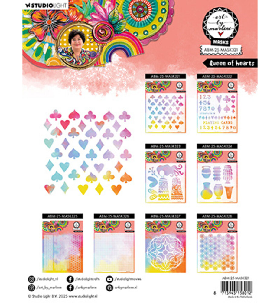 Studio Light Essentials Masking Stencil Queen of Hearts (ABM-25-MASK321) Studio Light Essentials Masking Stencil Queen of Hearts (ABM-25-MASK321)