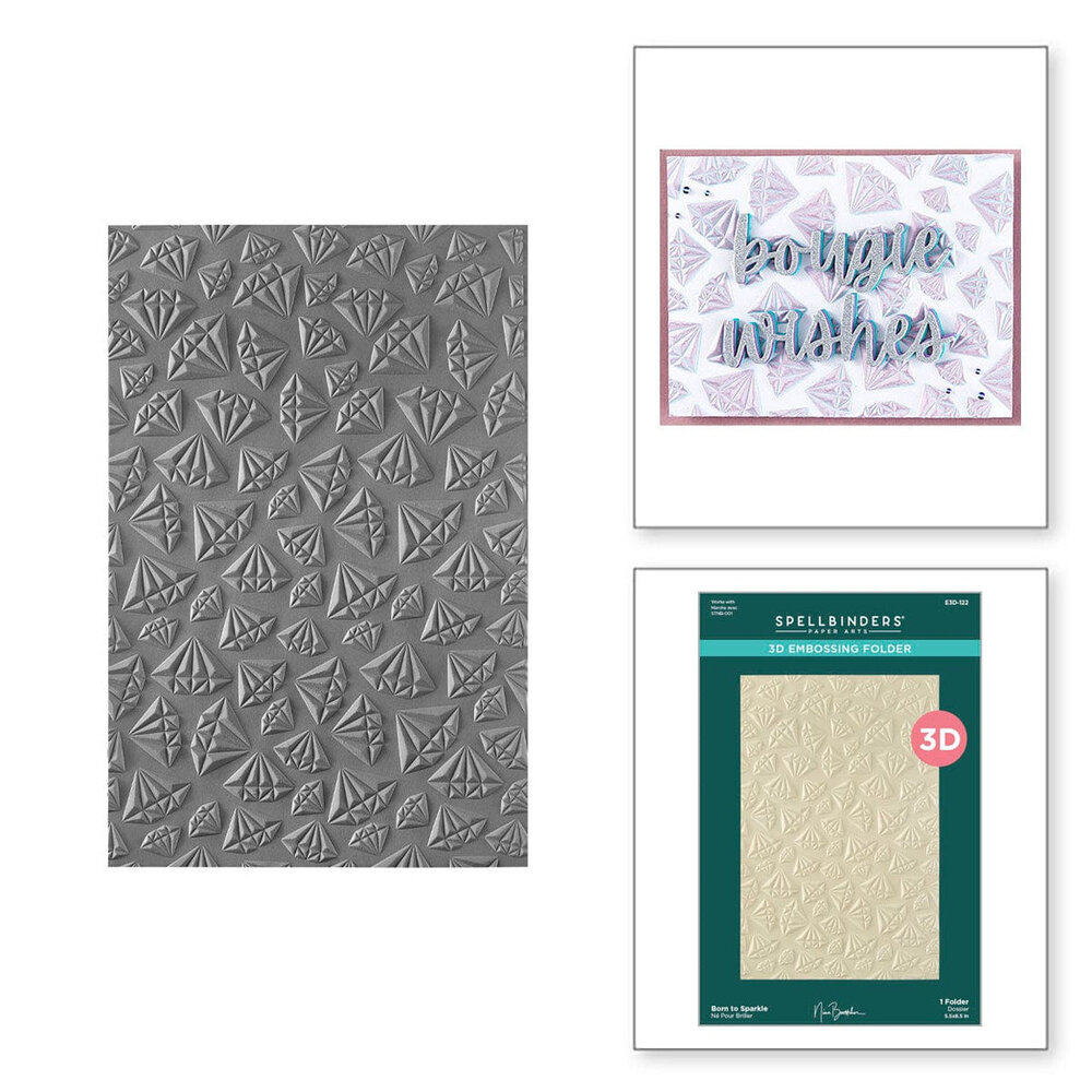 Spellbinders Bougie Birthday Born to Sparkle 3D Embossing Folder (E3D-122)