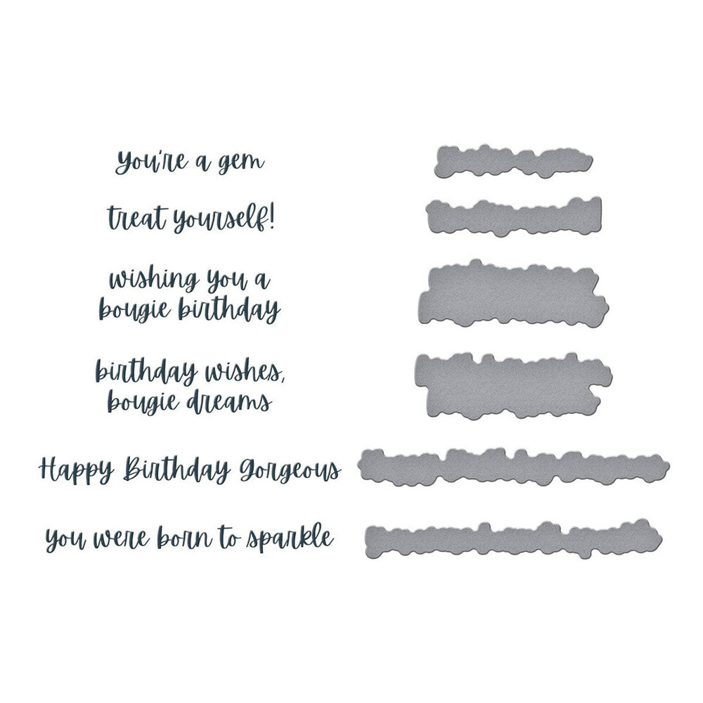 Spellbinders Bougie Birthday Sentiments Press Plate & Die Set (BP-272)