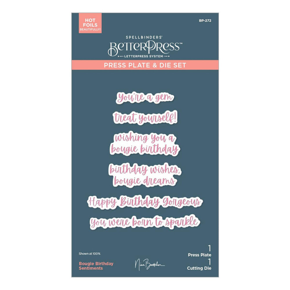 Spellbinders Bougie Birthday Sentiments Press Plate & Die Set (BP-272)