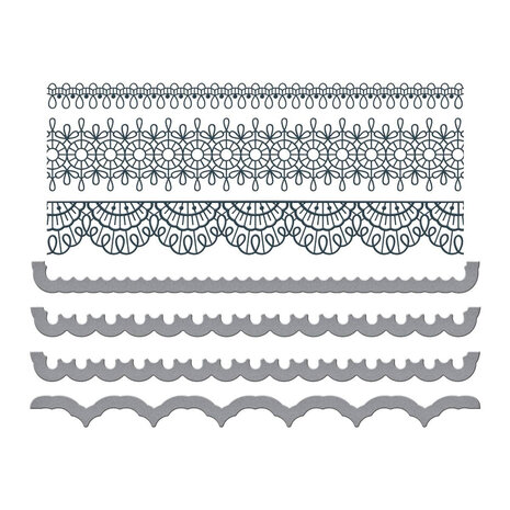 Spellbinders Vivid Expressions Pressed Lace Borders Press Plate & Die Set (BP-284) Spellbinders Vivid Expressions Pressed Lace Borders Press Plate & Die Set (BP-284)
