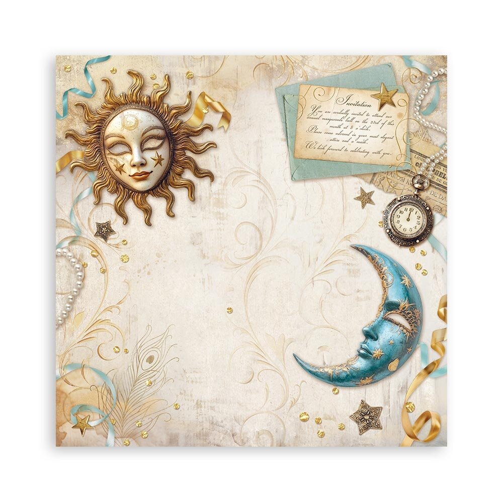 Stamperia Masquerade 8x8 Inch Single Face Paper Pack (SBBSXB08) Stamperia Masquerade 8x8 Inch Single Face Paper Pack (SBBSXB08)