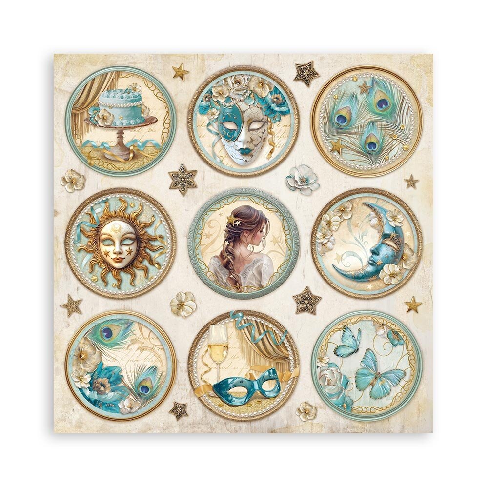 Stamperia Masquerade 8x8 Inch Single Face Paper Pack (SBBSXB08) Stamperia Masquerade 8x8 Inch Single Face Paper Pack (SBBSXB08)