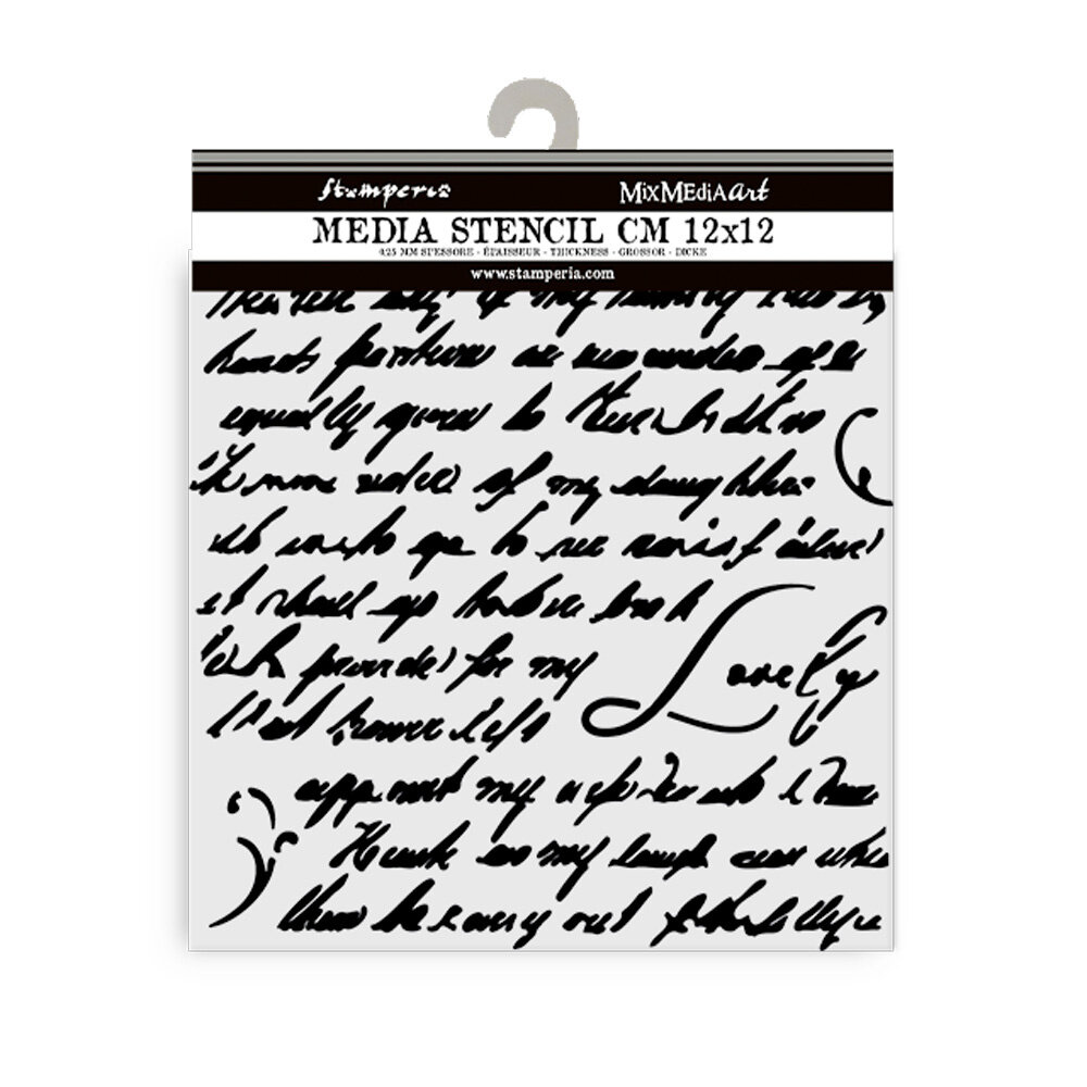 Stamperia Masquerade Thick Stencil 12x12cm Handwriting (KSTDS10) Stamperia Masquerade Thick Stencil 12x12cm Handwriting (KSTDS10)