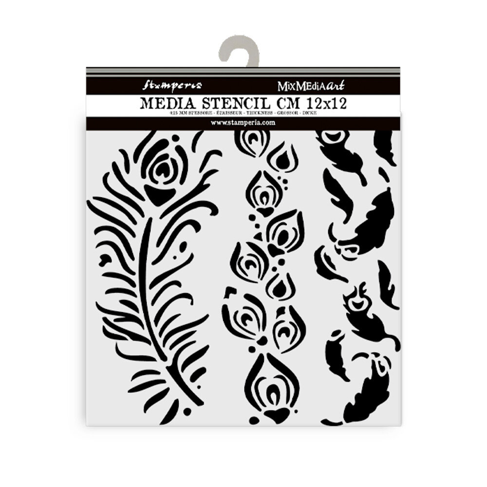 Stamperia Masquerade Thick Stencil 12x12cm Feathers (KSTDS13) Stamperia Masquerade Thick Stencil 12x12cm Feathers (KSTDS13)