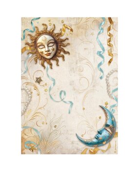 Stamperia Masquerade A4 Rice Paper Sun And Moon (DFSA4982) Stamperia Masquerade A4 Rice Paper Sun And Moon (DFSA4982)