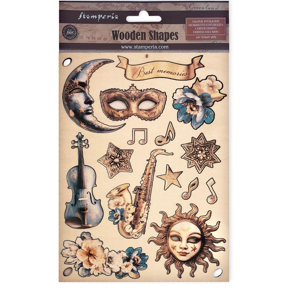 Stamperia Masquerade Wooden Shapes A5 (KLSP178)