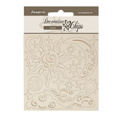Stamperia Masquerade Decorative Chips Sun And Moon (SCB251) Stamperia Masquerade Decorative Chips Sun And Moon (SCB251)