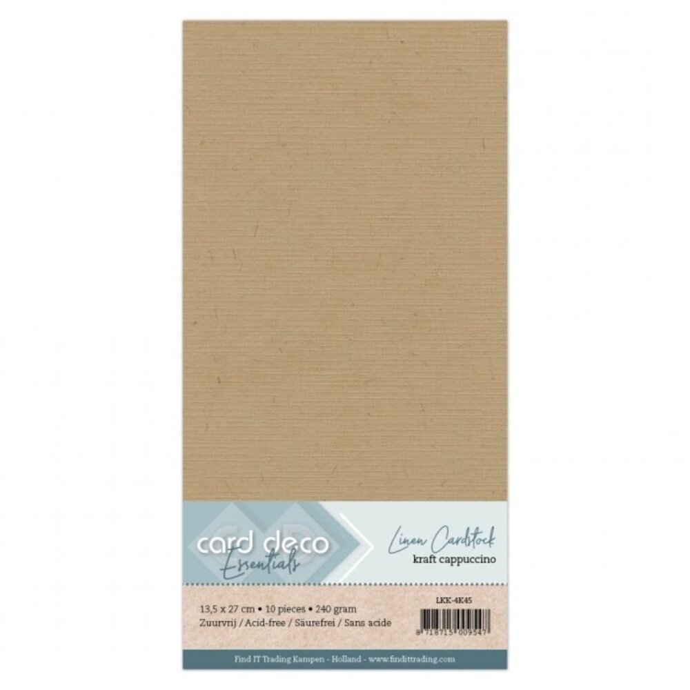 Card Deco Linen Cardstock Cappuccino 10 Vel Vierkant (LKK-4K45)