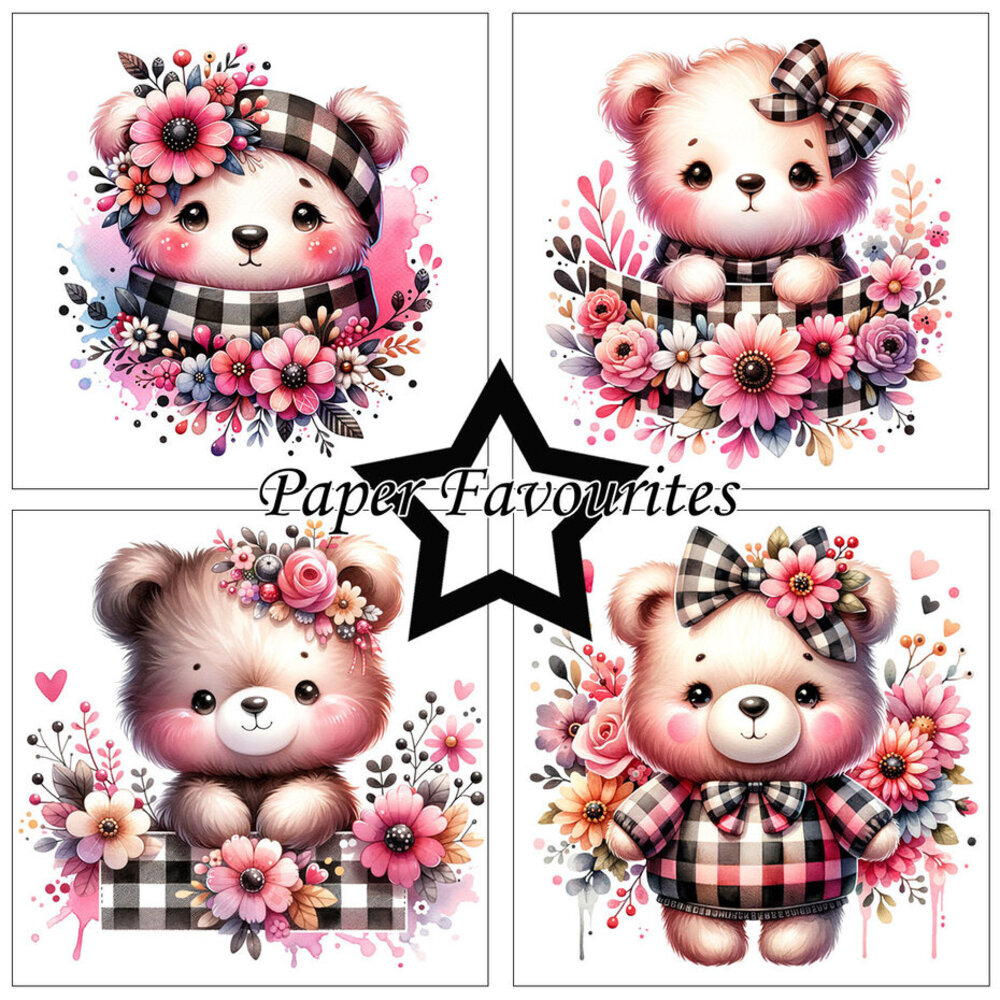 Paper Favourites Bear With Flowers 6x6 Inch Paper Pack (PF520)