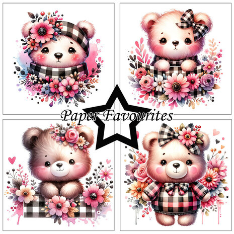 Paper Favourites Bear With Flowers 6x6 Inch Paper Pack (PF520)