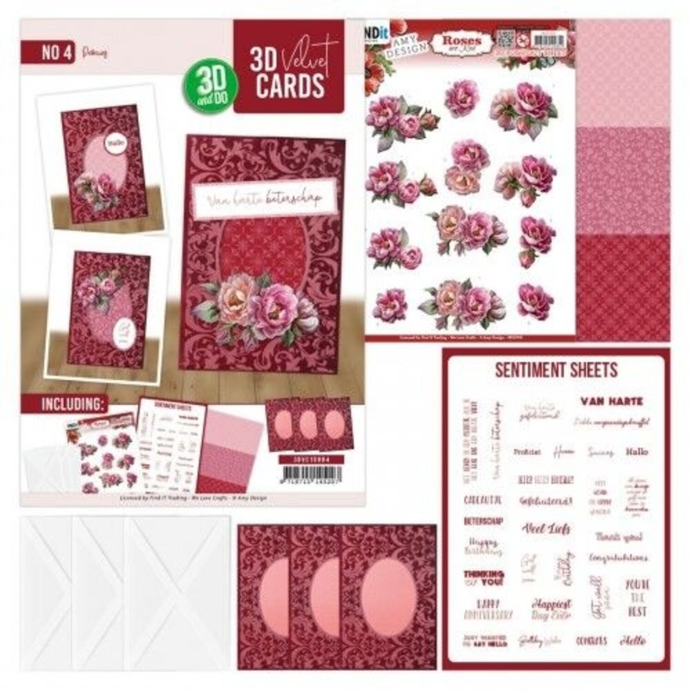 Find It Trading 3D Velvet Cards Peonies (3DVC10004)