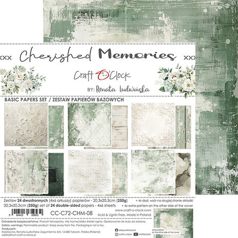 Craft O'Clock Cherished Memories 8x8 Inch Basic Papers Set (CC-C72-CHM-08) Craft O'Clock Cherished Memories 8x8 Inch Basic Papers Set (CC-C72-CHM-08)