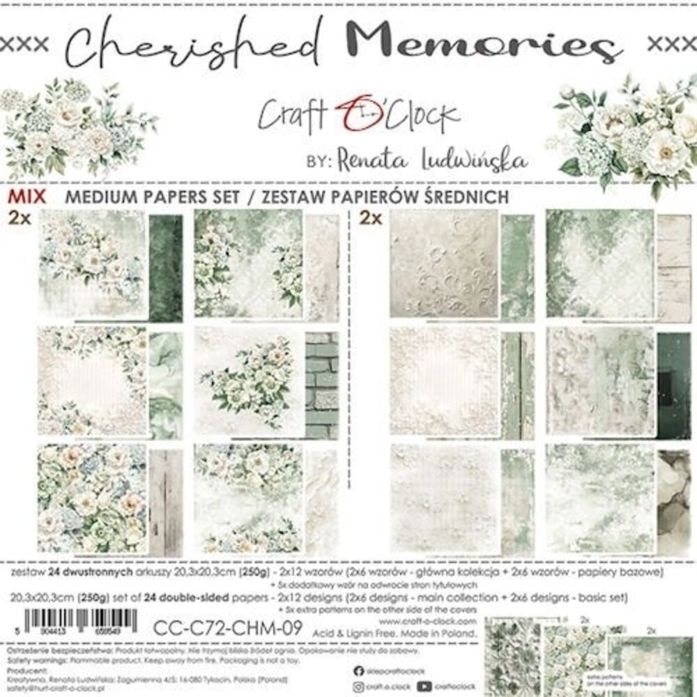 Craft O'Clock Cherished Memories 8x8 Inch Mix Papers Set (CC-C72-CHM-09)