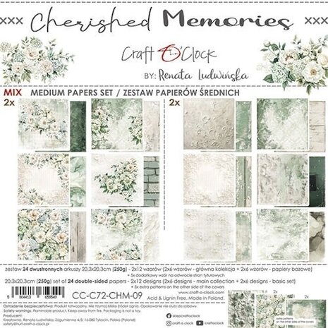 Craft O'Clock Cherished Memories 8x8 Inch Mix Papers Set (CC-C72-CHM-09)