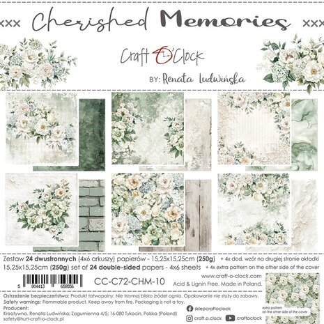 Craft O'Clock Cherished Memories 6x6 Inch Paper Set (CC-C72-CHM-10) Craft O'Clock Cherished Memories 6x6 Inch Paper Set (CC-C72-CHM-10)