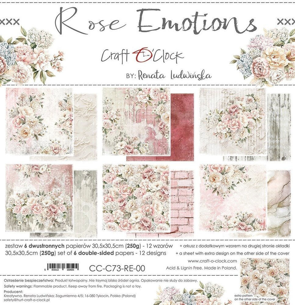 Craft O'Clock Rose Emotions 12x12 Inch Paper Set (CC-C73-RE-00) Craft O'Clock Rose Emotions 12x12 Inch Paper Set (CC-C73-RE-00)