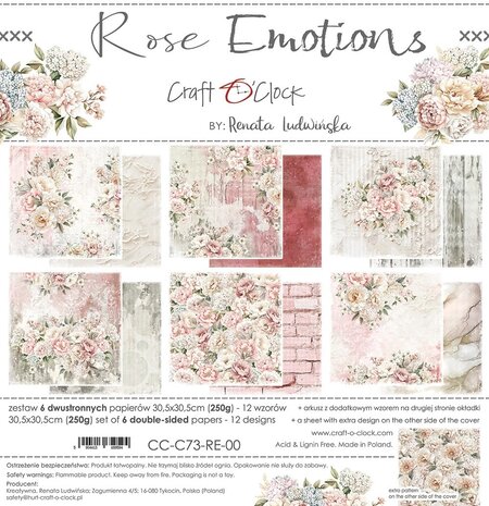 Craft O'Clock Rose Emotions 12x12 Inch Paper Set (CC-C73-RE-00) Craft O'Clock Rose Emotions 12x12 Inch Paper Set (CC-C73-RE-00)
