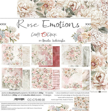 Craft O'Clock Rose Emotions 12x12 Inch Paper Set (CC-C73-RE-00) Craft O'Clock Rose Emotions 12x12 Inch Paper Set (CC-C73-RE-00)