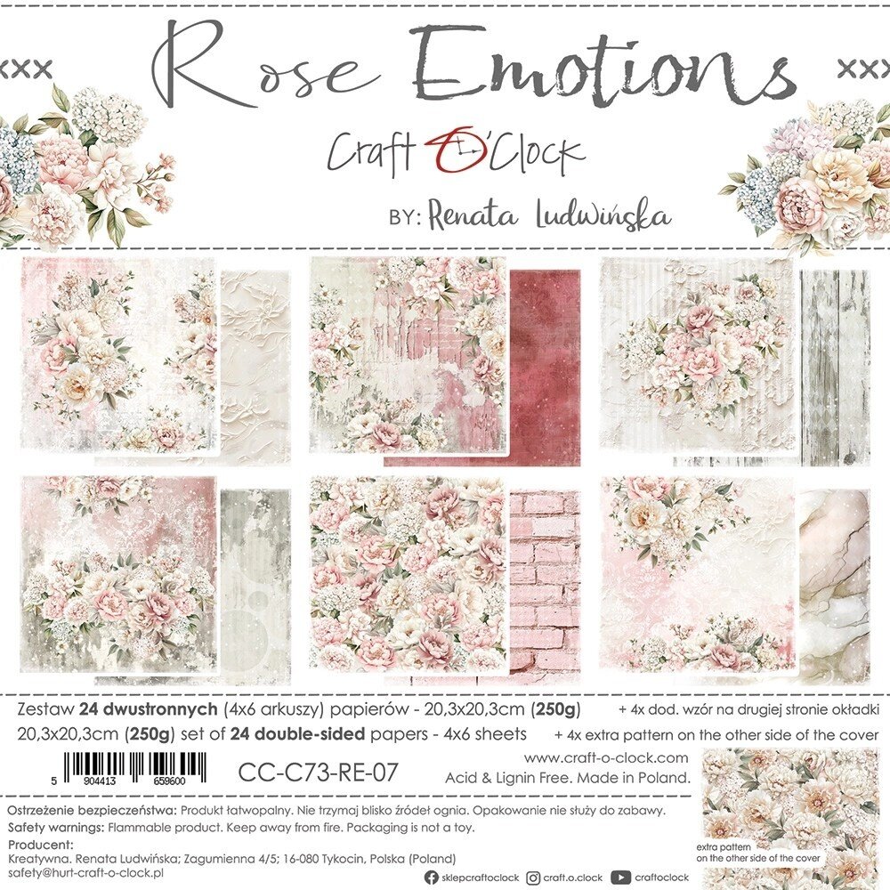 Craft O'Clock Rose Emotions 8x8 Inch Paper Set (CC-C73-RE-07) Craft O'Clock Rose Emotions 8x8 Inch Paper Set (CC-C73-RE-07)