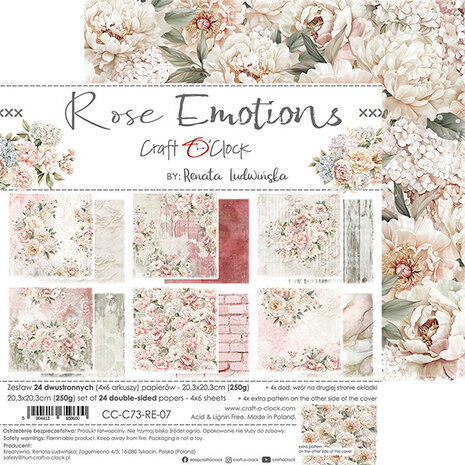 Craft O'Clock Rose Emotions 8x8 Inch Paper Set (CC-C73-RE-07) Craft O'Clock Rose Emotions 8x8 Inch Paper Set (CC-C73-RE-07)