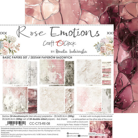 Craft O'Clock Rose Emotions 8x8 Inch Basic Papers Set (CC-C73-RE-08)