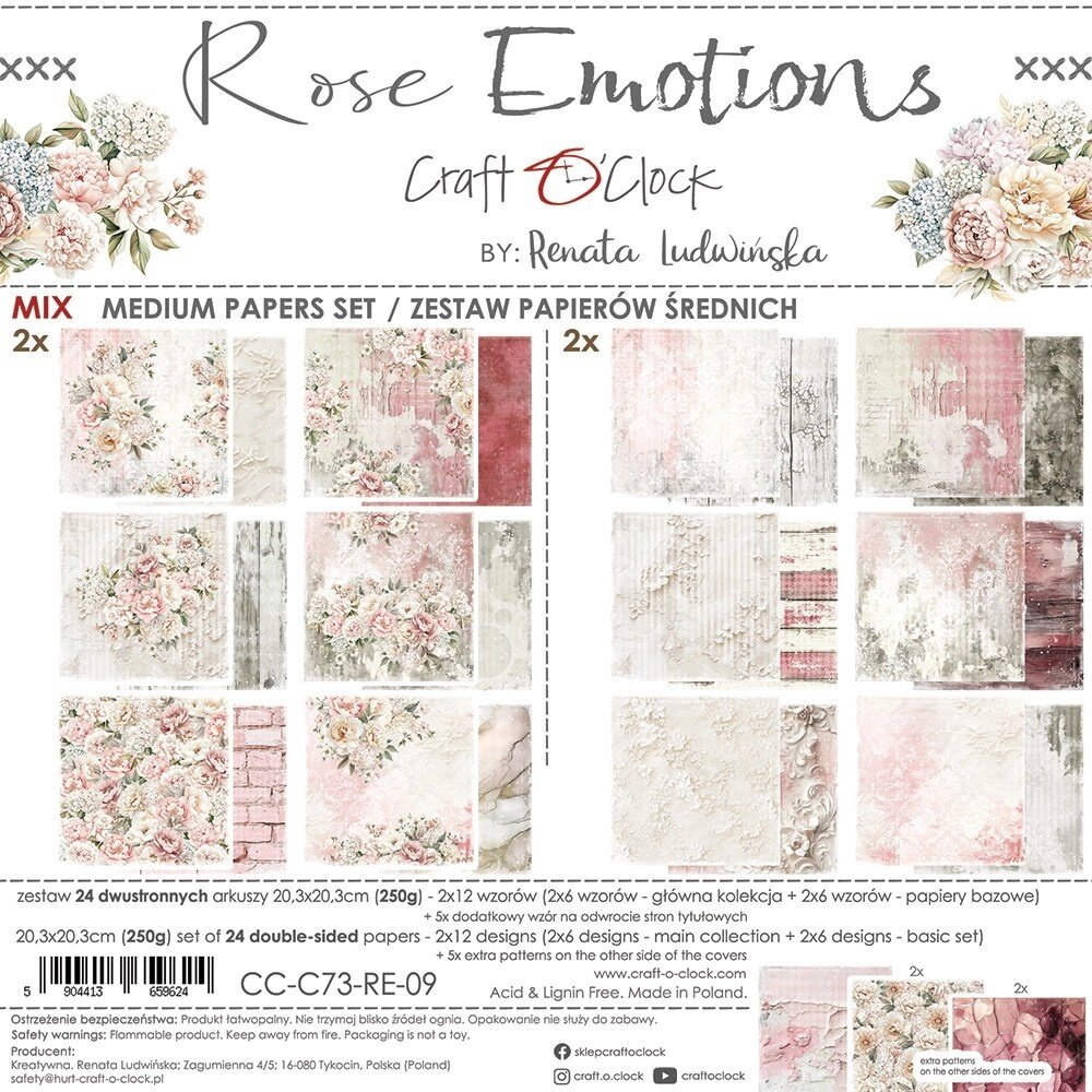Craft O'Clock Rose Emotions 8x8 Inch Mix Papers Set (CC-C73-RE-09) Craft O'Clock Rose Emotions 8x8 Inch Mix Papers Set (CC-C73-RE-09)
