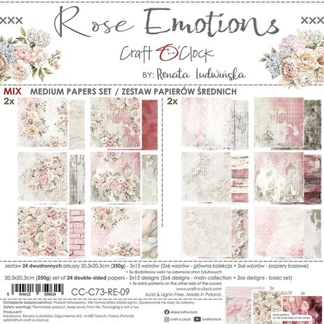 Craft O'Clock Rose Emotions 8x8 Inch Mix Papers Set (CC-C73-RE-09) Craft O'Clock Rose Emotions 8x8 Inch Mix Papers Set (CC-C73-RE-09)