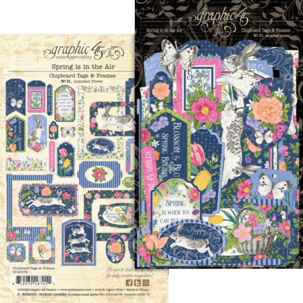 Graphic 45 Spring is in the Air Chipboard Pieces Tags & Frames (4502978) Graphic 45 Spring is in the Air Chipboard Pieces Tags & Frames (4502978)