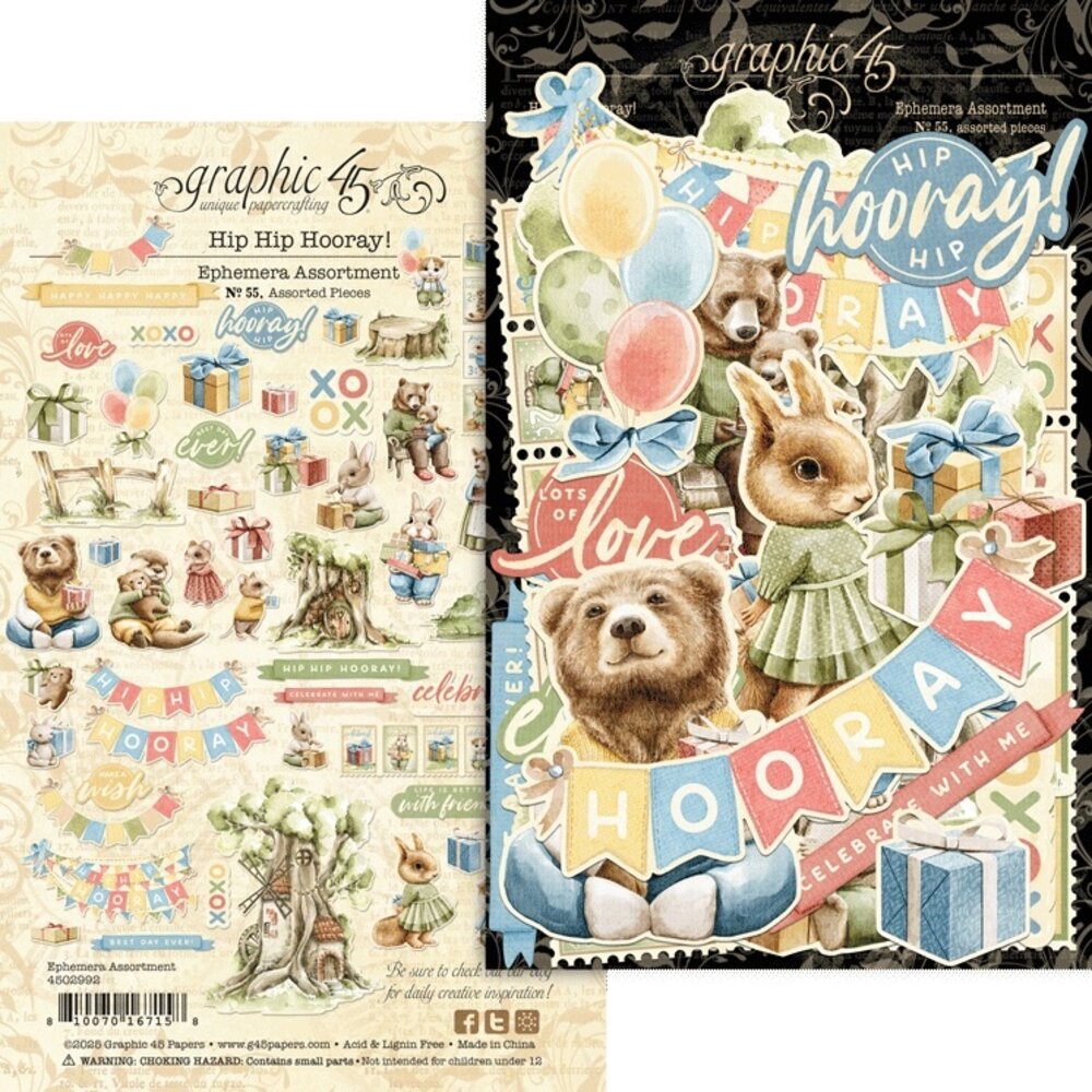 Graphic 45 Hip Hip Hooray Ephemera Set (4502992) Graphic 45 Hip Hip Hooray Ephemera Set (4502992)