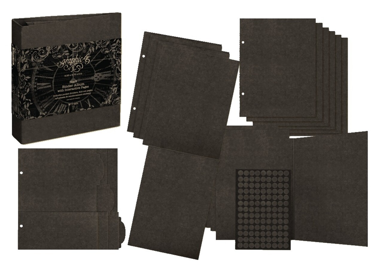 Graphic 45 Binder Album with Interactive Pages Black (4503001) Graphic 45 Binder Album with Interactive Pages Black (4503001)