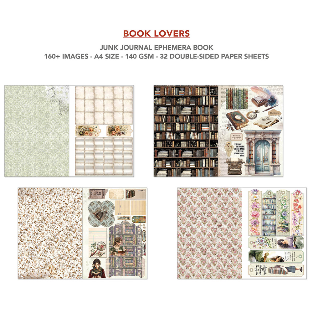 Ciao Bella Papercrafting Book Lovers A4 Junk Journal Ephemera Book (CBB005)