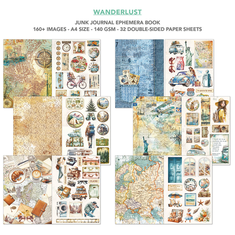 Ciao Bella Papercrafting Wanderlust A4 Junk Journal Ephemera Book (CBB006)