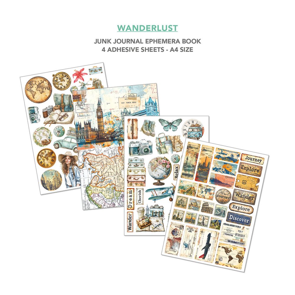 Ciao Bella Papercrafting Wanderlust A4 Junk Journal Ephemera Book (CBB006)