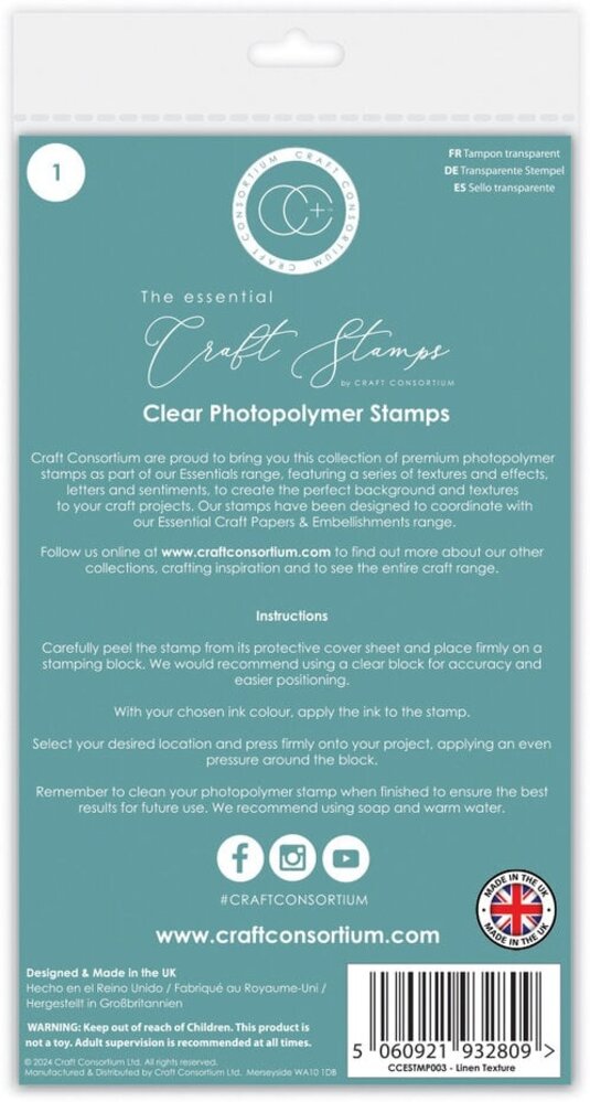 Craft Consortium The Essential Clear Stamps Linen Texture (CCESTMP003) Craft Consortium The Essential Clear Stamps Linen Texture (CCESTMP003)