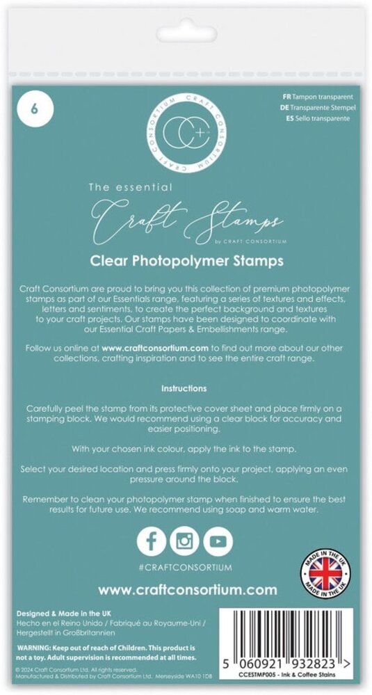 Craft Consortium The Essential Clear Stamps Ink & Coffee Stains (CCESTMP005) Craft Consortium The Essential Clear Stamps Ink & Coffee Stains (CCESTMP005)