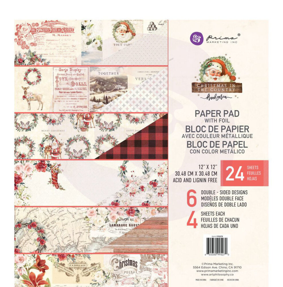 Prima Marketing Inc Christmas In The Country 12x12 Inch Paper Pad (995270) Prima Marketing Inc Christmas In The Country 12x12 Inch Paper Pad (995270)
