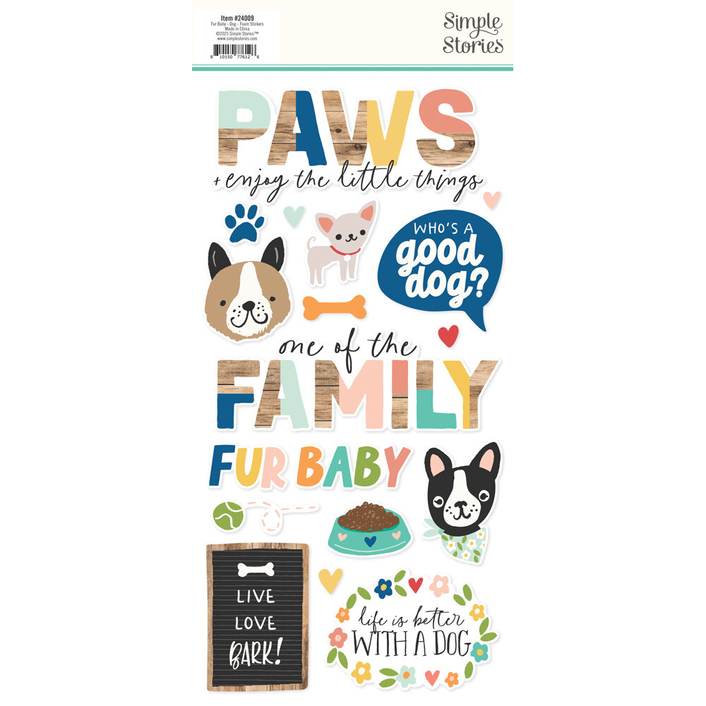 Simple Stories Fur Baby Dog Foam Stickers (24009)