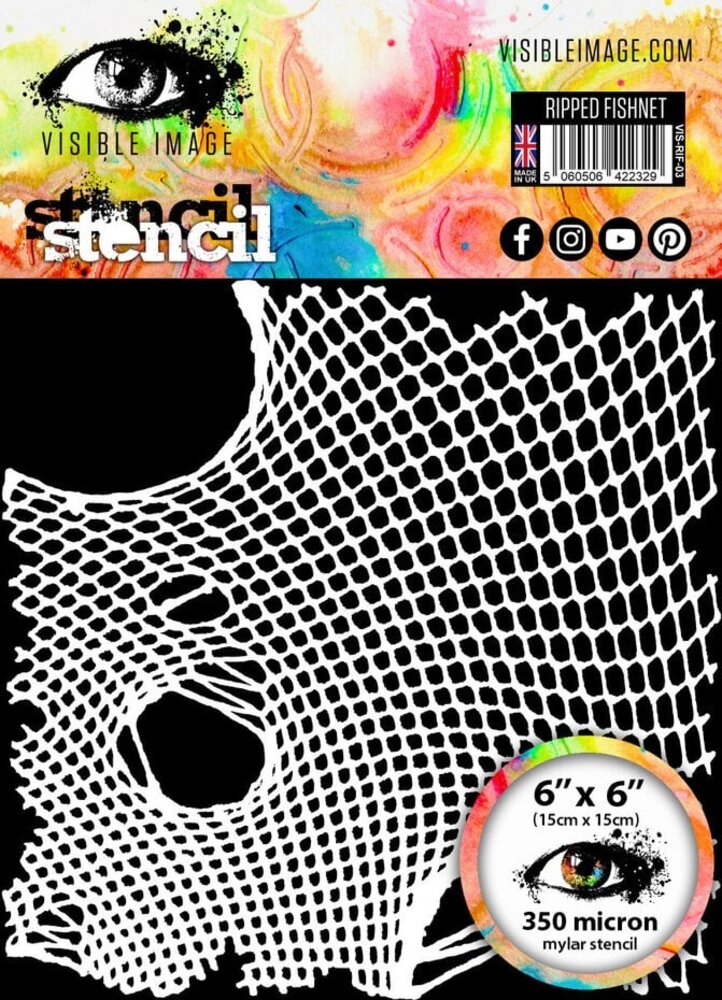 Visible Image Ripped Fishnet 6x6 Inch Stencil (JI2324)