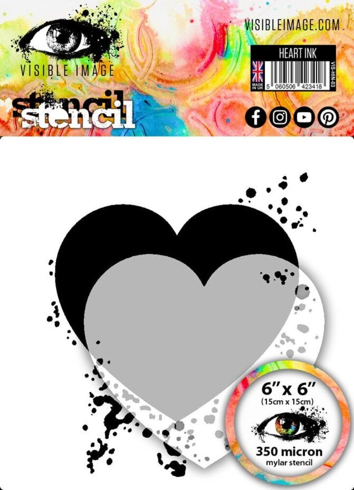 Visible Image Heart Ink 6x6 Inch Stencil (CF2370)