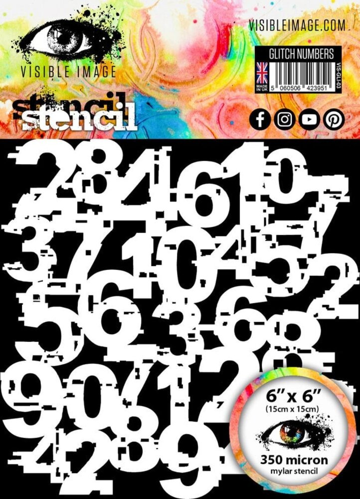Visible Image Glitch Numbers 6x6 Inch Stencil (YP2385) Visible Image Glitch Numbers 6x6 Inch Stencil (YP2385)