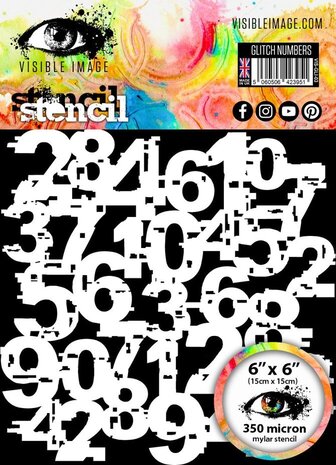 Visible Image Glitch Numbers 6x6 Inch Stencil (YP2385) Visible Image Glitch Numbers 6x6 Inch Stencil (YP2385)