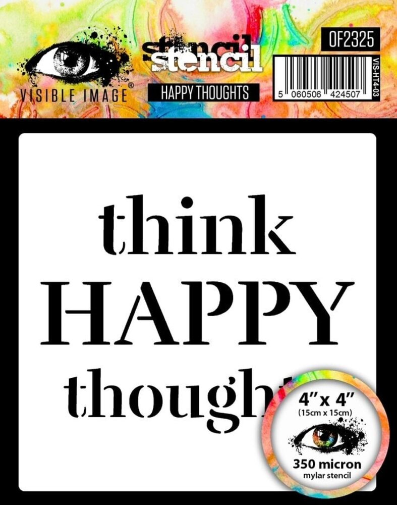 Visible Image Happy Thoughts 4x4 Inch Stencil (OF2325) Visible Image Happy Thoughts 4x4 Inch Stencil (OF2325)