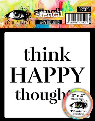 Visible Image Happy Thoughts 4x4 Inch Stencil (OF2325) Visible Image Happy Thoughts 4x4 Inch Stencil (OF2325)