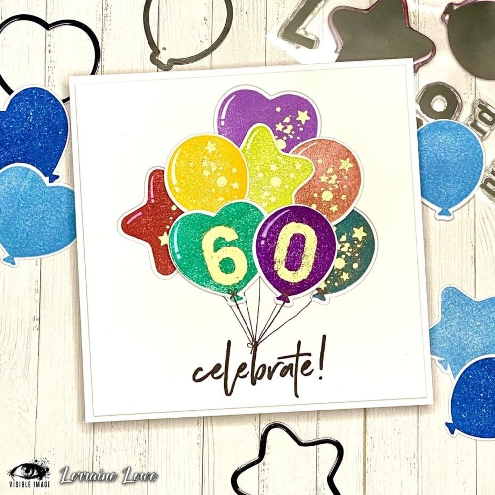 Visible Image Birthday Balloons A6 Stamp Set (OI2365) Visible Image Birthday Balloons A6 Stamp Set (OI2365)