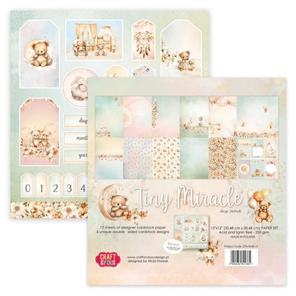 Craft & You Tiny Miracles 12x12 Inch Paper Pack (12pcs) (CPS-TM30 -12) Craft & You Tiny Miracles 12x12 Inch Paper Pack (12pcs) (CPS-TM30 -12)