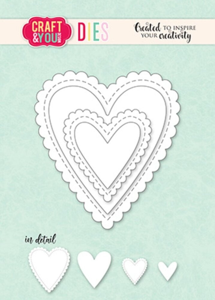 Craft & You Dies Biscuit Frame Hearts Set (CW328) Craft & You Dies Biscuit Frame Hearts Set (CW328)