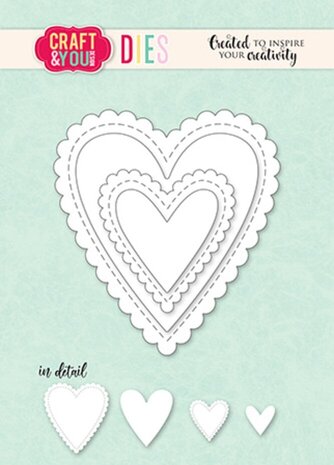 Craft & You Dies Biscuit Frame Hearts Set (CW328) Craft & You Dies Biscuit Frame Hearts Set (CW328)
